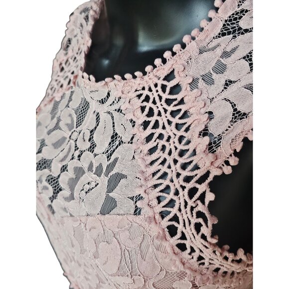 Pink Lace Illusion Sheath Dress - Picture 4 of 8